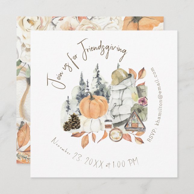 Cute Girl Friendsgiving Thanksgiving Middag (Fram/baksida)