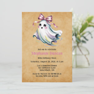 Cute Girl Ghost Birthday Mash Inbjudningar