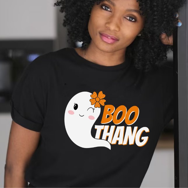 Cute Girl Ghost Boo Thang Black Halloween T Shirt (cute ghost boo thang Halloween black shirt)