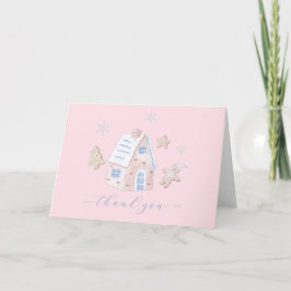 Cute Girl Gingerbread Village Baby Shower Tack Kort