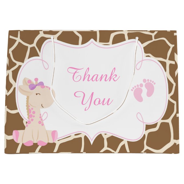 Cute Girl Giraffe Baby Shower Tack (Framsidan)