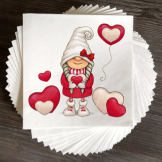 Cute Girl Gnome Fairytale Red Garden Gnomes Party Pappersservett