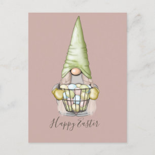 Cute Girl Gnome med Eggs Påsk Helg Vykort