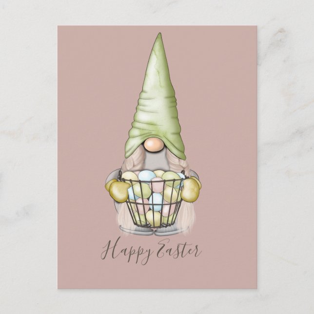 Cute Girl Gnome med Eggs Påsk Helg Vykort (Framsida)