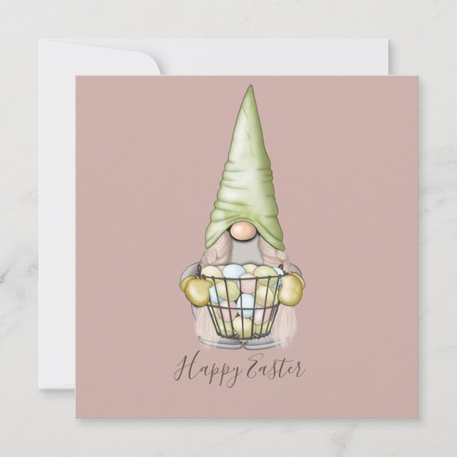 Cute Girl Gnome med Eggs Påsk-platta kort (Framsida)