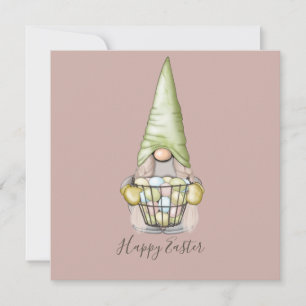 Cute Girl Gnome med Eggs Påsk-platta kort