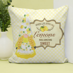 Cute Girl Gnome och Lemons Kudde