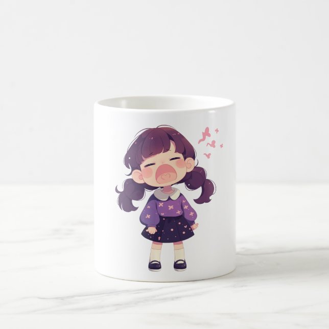 Cute Girl Graphic Coffee Mugg Perfekt Gift för bar (Center)