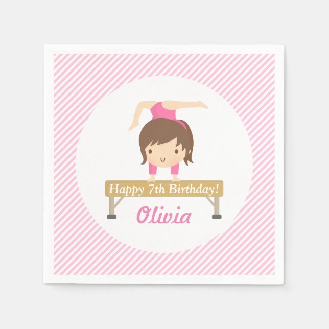 Cute Girl Gymnastics Barns födelsedag Party Suppli Pappersservett (Framsidan)