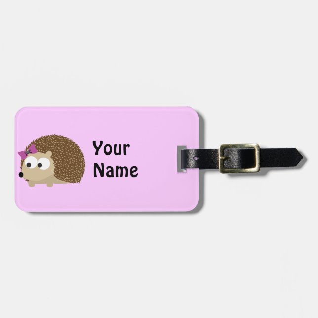 Cute Girl Hedgehog Bagagebricka (Horisontell Framsida)