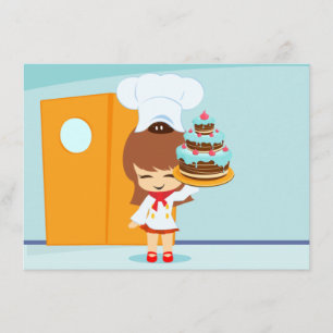 Cute Girl holding Chocolate Birthday Cake Kort