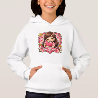 Cute Girl Hugging Heart Hoodie T Shirt
