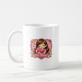 Cute Girl Hugging Heart Mug Kaffemugg