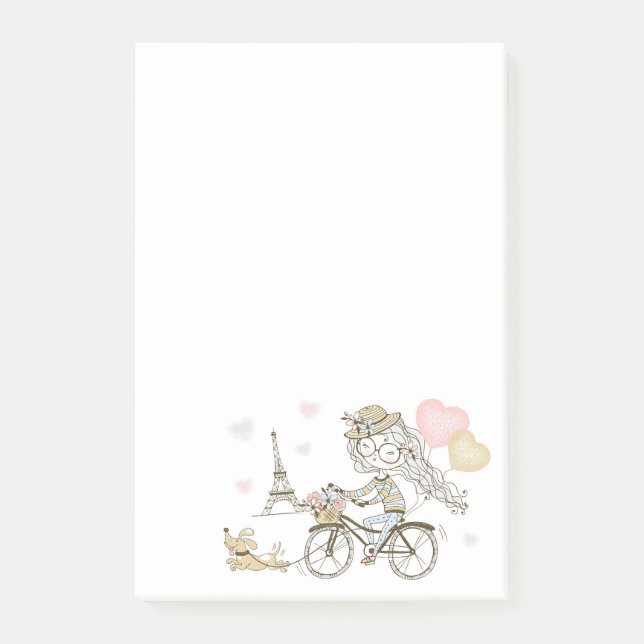 Cute Girl i Paris Post-it Block (Framsida)