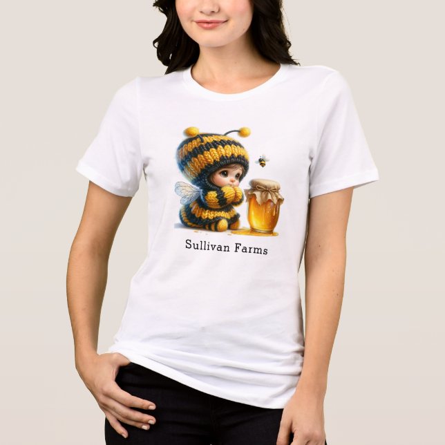 Cute Girl in Bee Costume with honey Business T Shirt (Framsida)