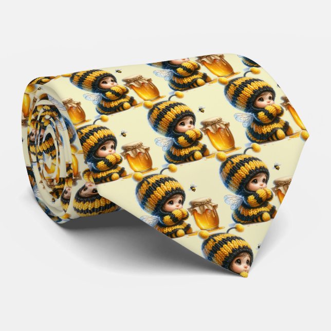 Cute Girl in Bee Costume with honey Mönster Slips (Rullad)