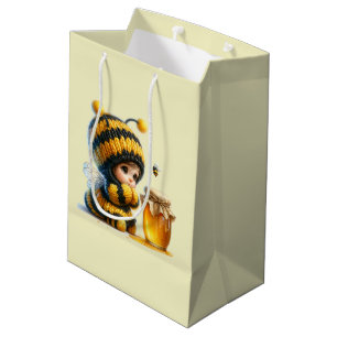 Cute Girl in Bee Costume with Honung