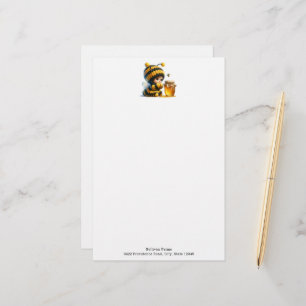 Cute Girl in Bee Costume with Honung Brevpapper