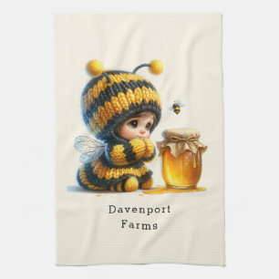 Cute Girl in Bee Costume with Honung Kökshandduk