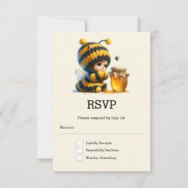 Cute Girl in Bee Costume with Honung OSA Kort