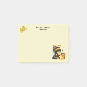 Cute Girl in Bee Costume with Honung Post-it Block