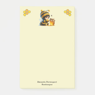 Cute Girl in Bee Costume with Honung Post-it Block