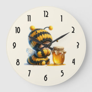 Cute Girl in Bee Costume with Honung Stor Klocka