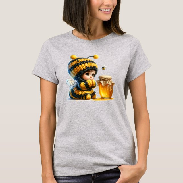 Cute Girl in Bee Costume with Honung T Shirt (Framsida)