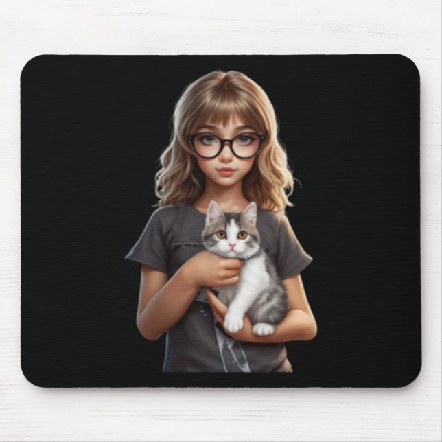 Cute Girl in Cat Beval Sticker Musmatta (Framsidan)
