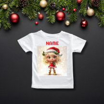 Cute Girl in Classic jul Attire CUSTOM NAME