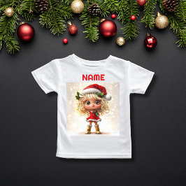 Cute Girl in Classic jul Attire CUSTOM NAME T Shirt