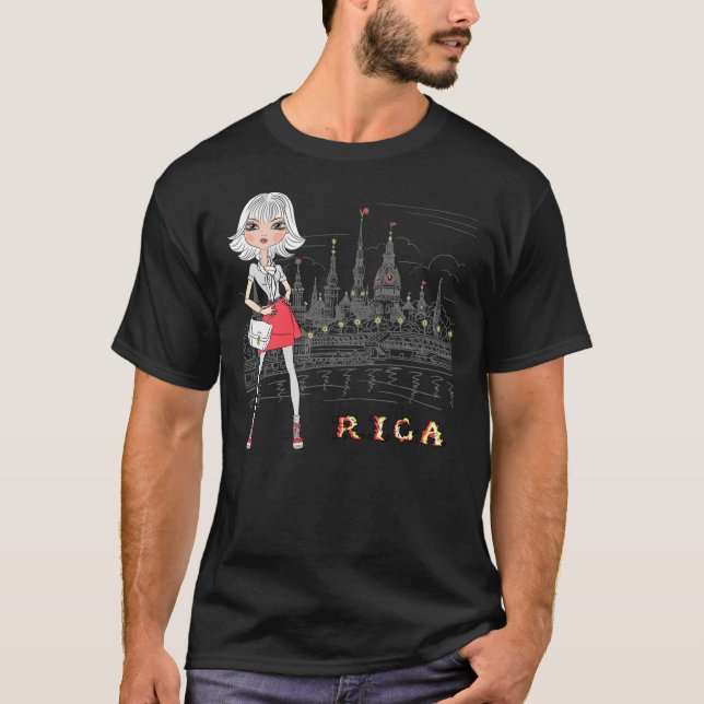 Cute girl in Riga, Lettland Classic T-Shirt (Framsida)