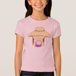 Cute Girl in stor sol hat T-shirt