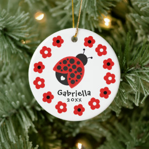 Cute Girl jul Ladybug Julgransprydnad Keramik