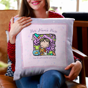 Cute Girl Kärlek Animals Veterinarian Gift Kudde