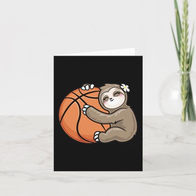 Cute Girl Kärlek Sloth Basketball Kort (Framsida)