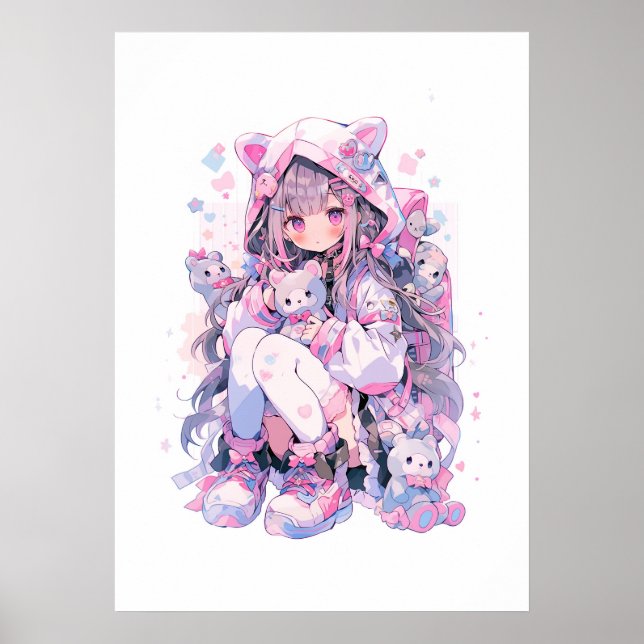 Cute Girl Kawaii Stil Anime Poster (Framsidan)
