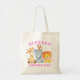 Cute Girl Kids Jungle Safari Animals Bibliotek Tygkasse