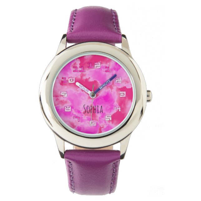 Cute Girl Kids Rosa Himlar Watch Armbandsur (Framsida)