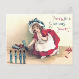 Cute Girl Leksak Soldier Fireworks Firecracker Vykort