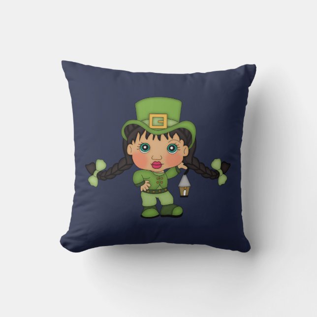 Cute Girl Leprechaun Reversible Pillow Kudde (Framsida)