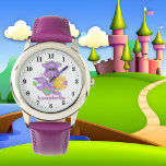 Cute Girl lila drake add namn Armbandsur<br><div class="desc">design av Kristi W. Designer på www.marlodeedesigns.com</div>