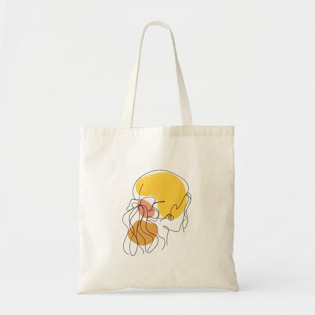 Cute Girl Line art Tote Bag Tygkasse (Framsidan)