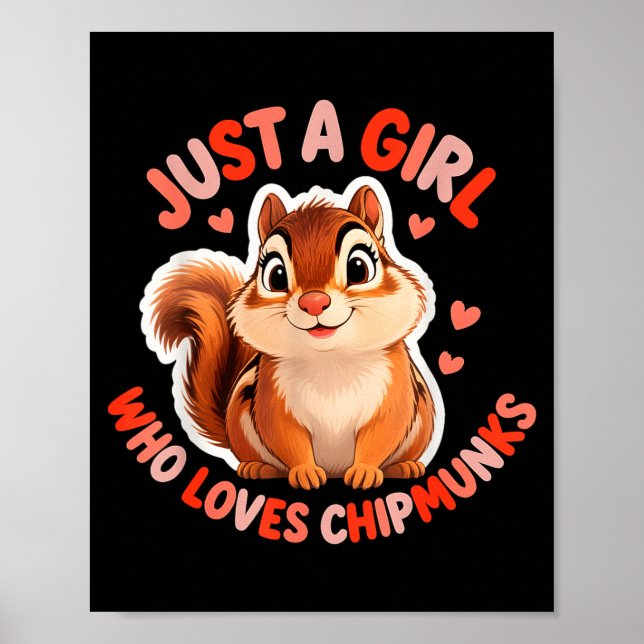Cute Girl Loves Chipmunks Costume Kids Boys Girls  Poster (Framsidan)