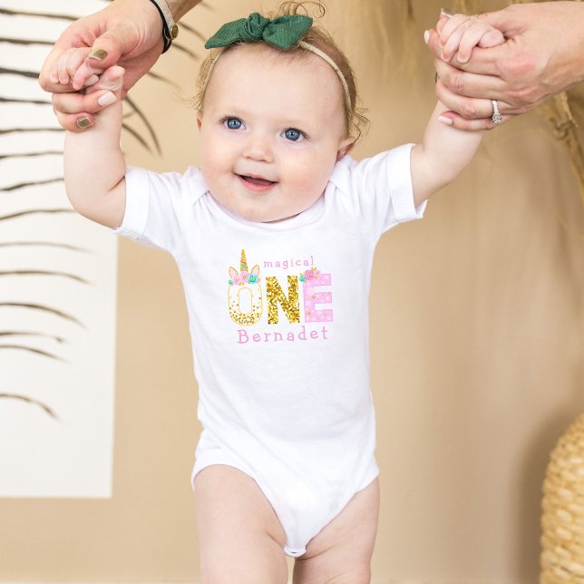 Cute Girl Magic Unicorn 1:a födelsedagen T Shirt (Skapare uppladdad)