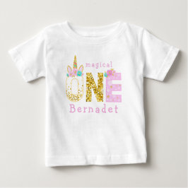 Cute Girl Magic Unicorn 1:a födelsedagen T Shirt