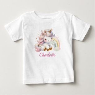 Cute Girl Magic Unicorn 1:a födelsedagen T Shirt