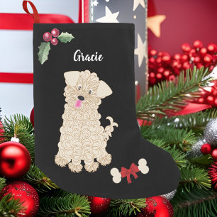 Cute Girl Maltipoo Hund Monogram Liten Julstrumpa