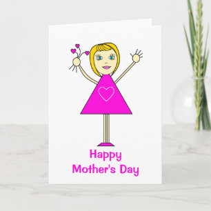 Cute Girl med Hearts Mors dag Card Kort