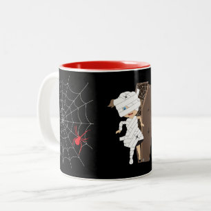 Cute Girl Mummy Coffin Halloween Två-Tonad Mugg